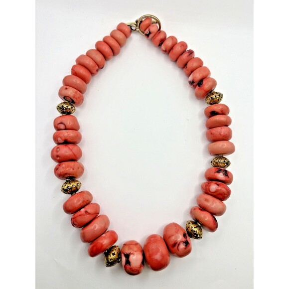 Vintage Pink Coral Chunky Necklace Beautiful! - Picture 7 of 9